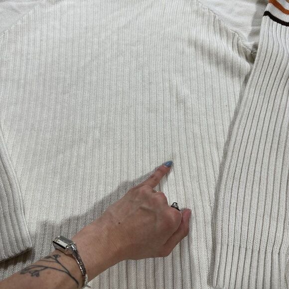 Old Skool Urban Wear Sz L Brown Orange Striped Sweater Turtleneck 100% Acrylic - Picture 3 of 10